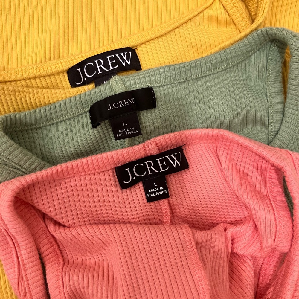 Bundle of J Crew Ribbed Tank Tops in Fun Summer Colors